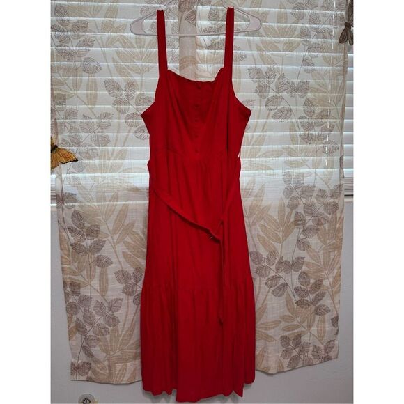 Women’s LC Lauren Conrad Tiered Red Midi Picnic Dress XXL - Picture 5 of 7
